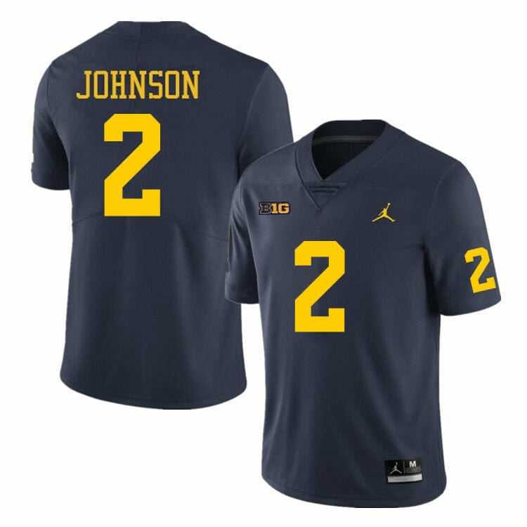 Mens Michigan Wolverines #2 Will Johnson Navy Blue Stitched Jersey Dzhi